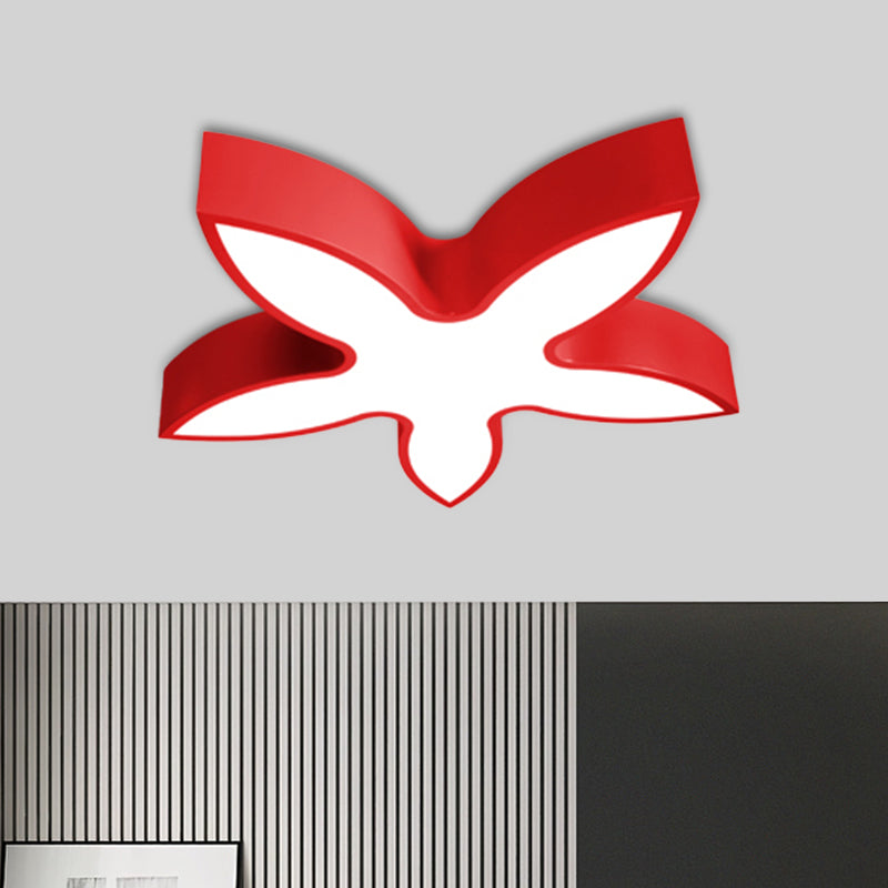 Children LED Flush Lighting with Acrylic Shade White/Red/Yellow Star Flush Mount Ceiling Light Fixture