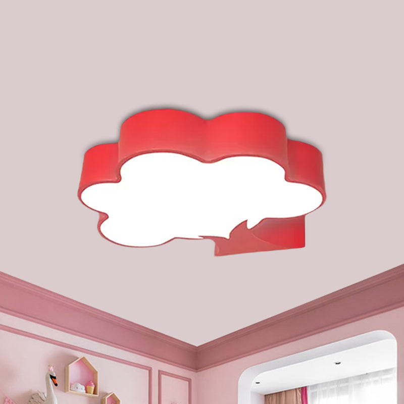 Cartoon Tree Acrylic Ceiling Mount Lamp Kids Yellow/Red LED Flush Light Fixture for Nursery Room