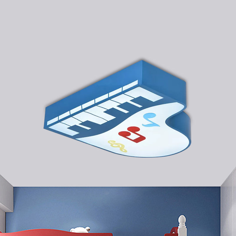 Red/Yellow/Pink Piano Flush Ceiling Light Children Style LED Acrylic Flush Mount Lighting Fixture, Warm/White Light