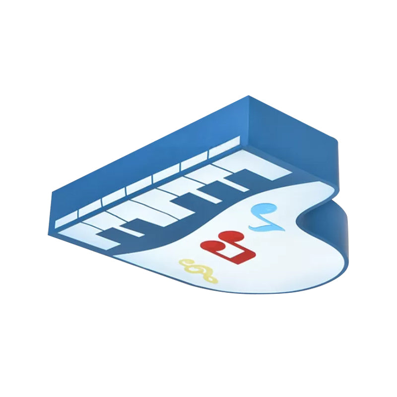 Red/Yellow/Pink Piano Flush Ceiling Light Children Style LED Acrylic Flush Mount Lighting Fixture, Warm/White Light