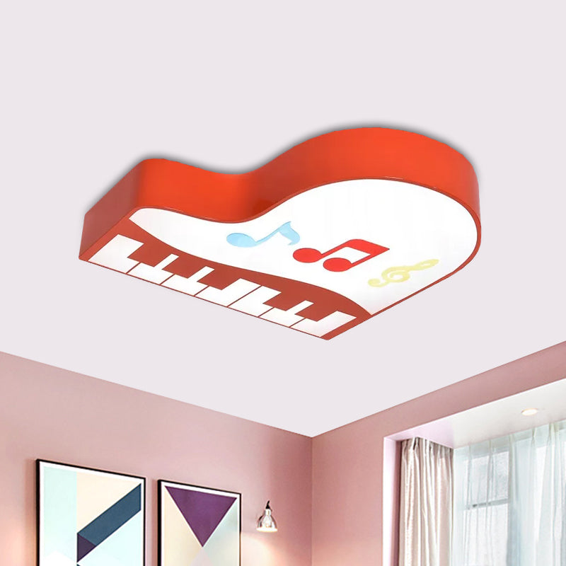 Red/Yellow/Pink Piano Flush Ceiling Light Children Style LED Acrylic Flush Mount Lighting Fixture, Warm/White Light