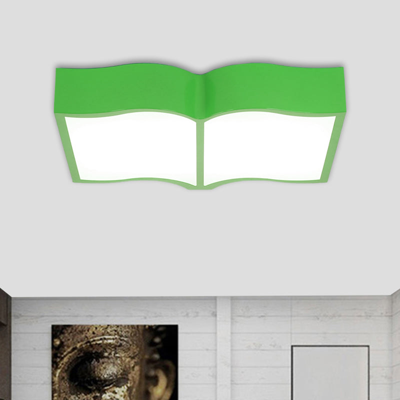 Book Flush Mount Lamp Fixture Simple Style Acrylic Red/Yellow/Blue LED Ceiling Lighting in Warm Light