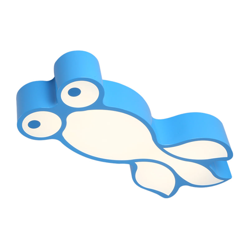 Simplicity LED Flush Mount Light Yellow/Blue Goldfish Close to Ceiling Lamp with Acrylic Shade