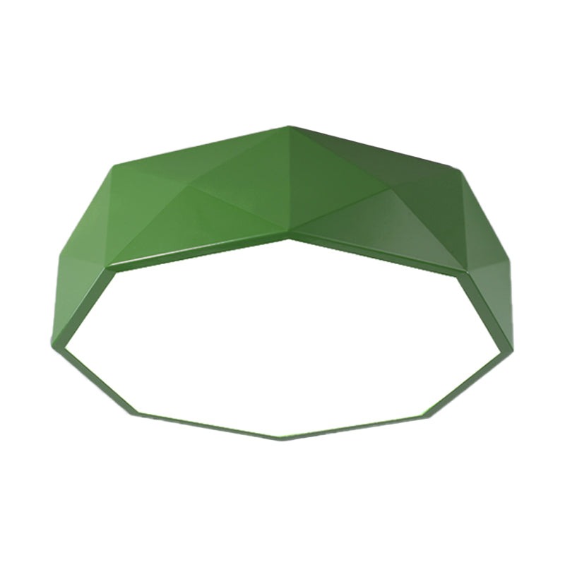 LED Parlor Flush Mount Lighting Fixture Contemporary Red/Yellow/Green Ceiling Flush with Polygon Acrylic Shade