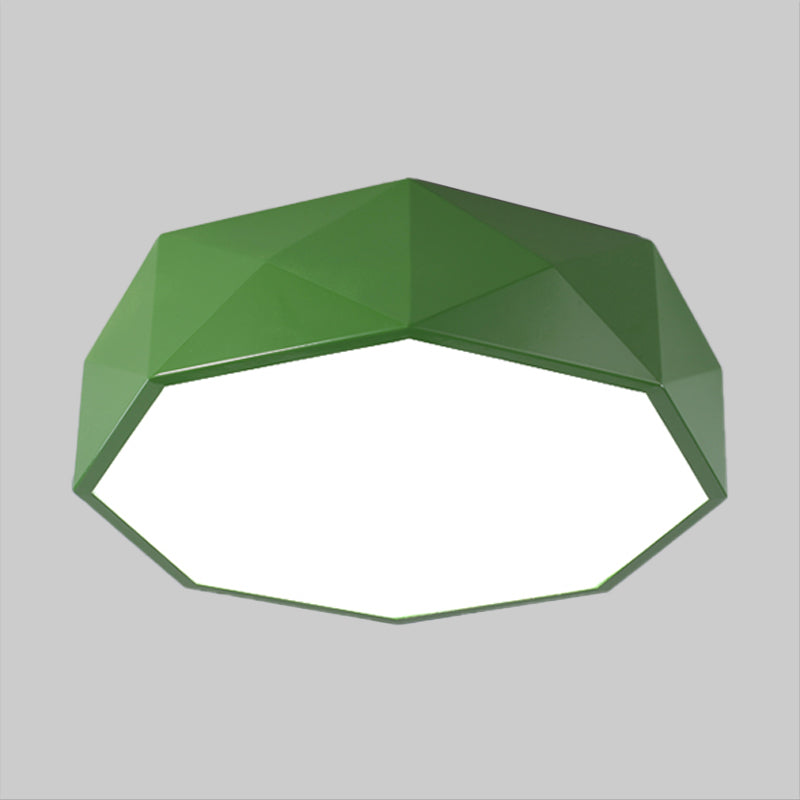 LED Parlor Flush Mount Lighting Fixture Contemporary Red/Yellow/Green Ceiling Flush with Polygon Acrylic Shade