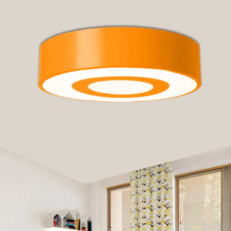 Acrylic Round Flush Mount Fixture Nordic Style Yellow/Green/Blue LED Ceiling Lighting for Kids Room