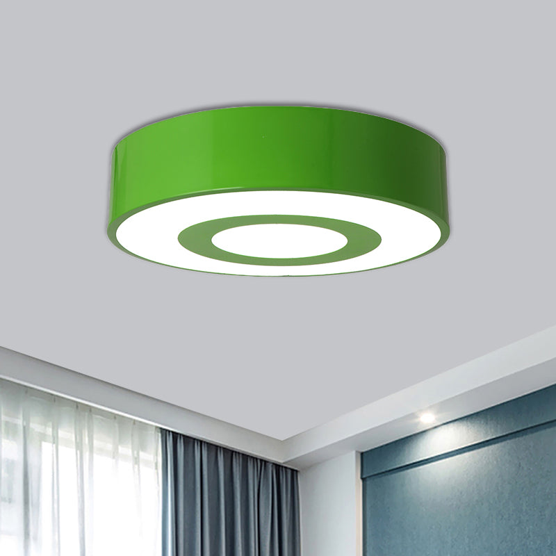 Acrylic Round Flush Mount Fixture Nordic Style Yellow/Green/Blue LED Ceiling Lighting for Kids Room