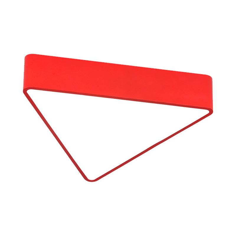 Acrylic Triangle Ceiling Lamp Minimalist LED Flush Mount Lighting Fixture in Red/Yellow/Blue