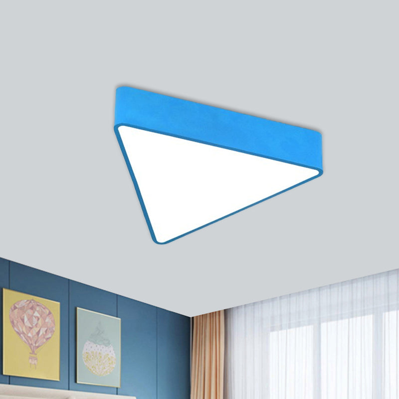 Acrylic Triangle Ceiling Lamp Minimalist LED Flush Mount Lighting Fixture in Red/Yellow/Blue