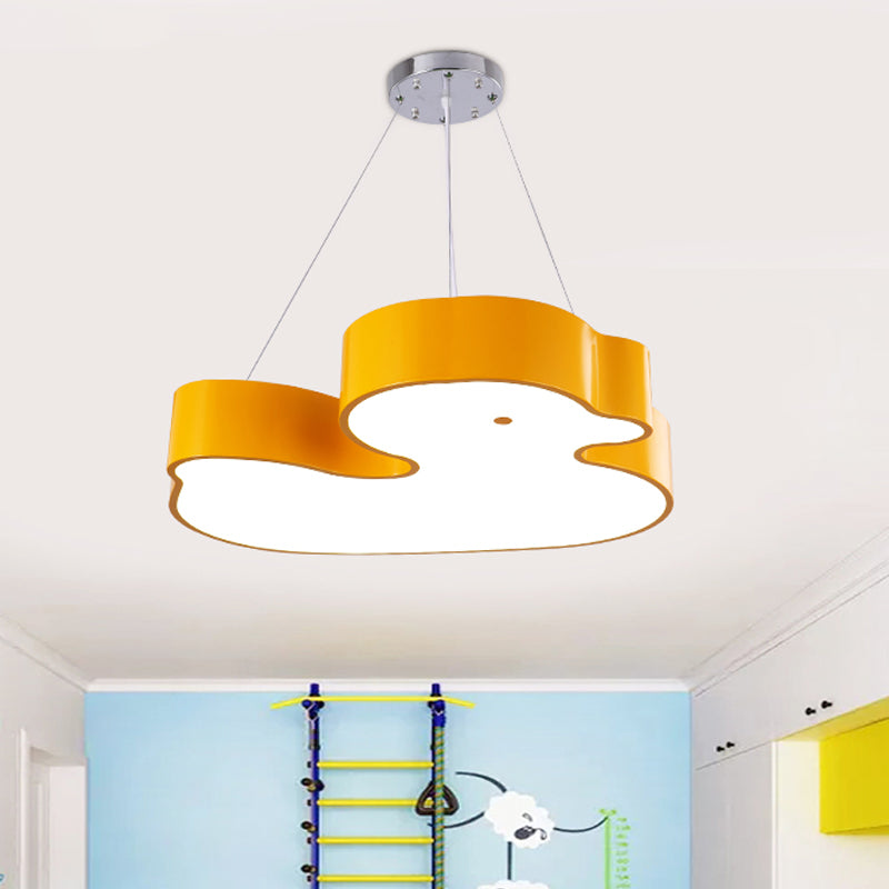 Duck Chandelier Pendant Light Cartoon Acrylique LED CHAMBRE LEMPORT DE LAMPE EN VERT / ROUGE / JAUNE