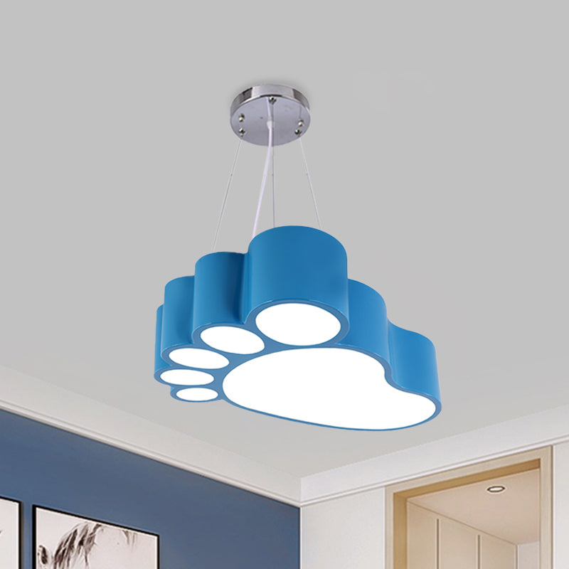 Foot Shape Ceiling Hang Fixture Simplicity Acrylic Yellow/Red/Green LED Chandelier Lighting for Nursery