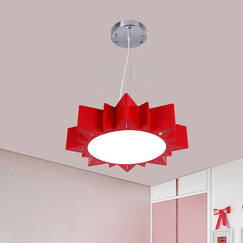 Sun Ceiling Hang Fixture Kids Style Acrylic Yellow/Blue/Green LED Chandelier Light for Hallway