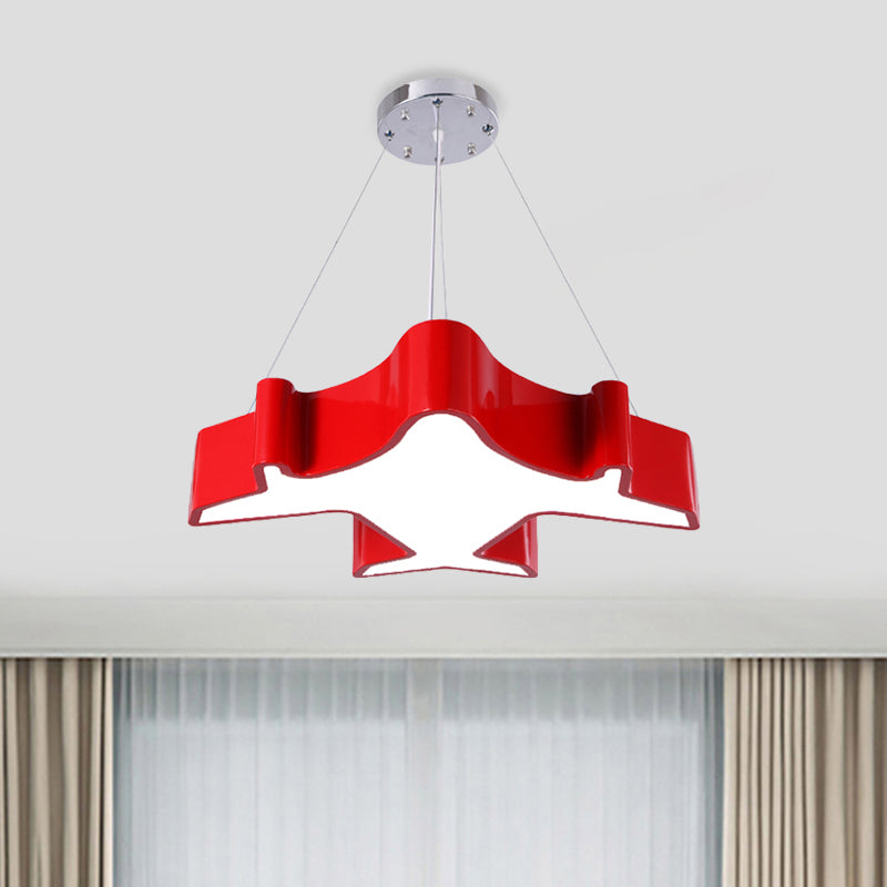 Plane Playing Room Pendant Lamp Acrylic Cartoon Style LED Chandelier Light Fixture in Blue/Yellow/Green