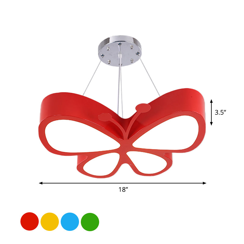 Kids Style Butterfly Chandelier Light Acrylic LED Hallway Ceiling Hang Fixture in Red/Blue/Yellow