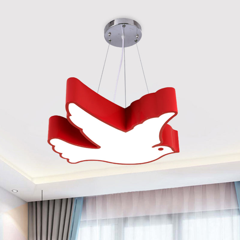 Contemporary LED Pendant Chandelier Blue/Green/Red Flying Bird Suspended Lighting Fixture with Acrylic Shade