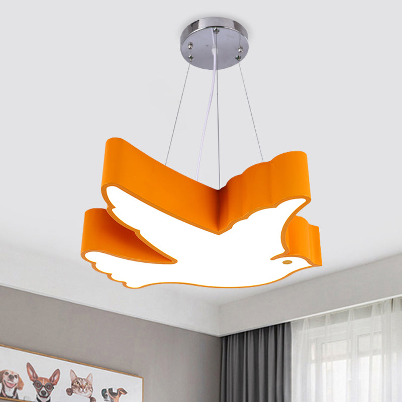 Contemporary LED Pendant Chandelier Blue/Green/Red Flying Bird Suspended Lighting Fixture with Acrylic Shade