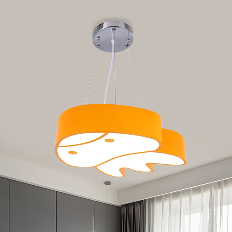 LED Parlour Suspension Light Cartoon Red/Yellow/Blue Ceiling Chandelier with Jellyfish Acrylic Shade
