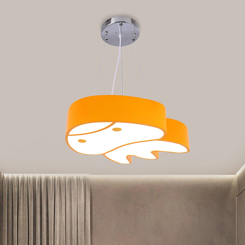 Suspension de salon LED Carton d'éclairage rouge / jaune / plafond bleu avec une teinte acrylique de méduses