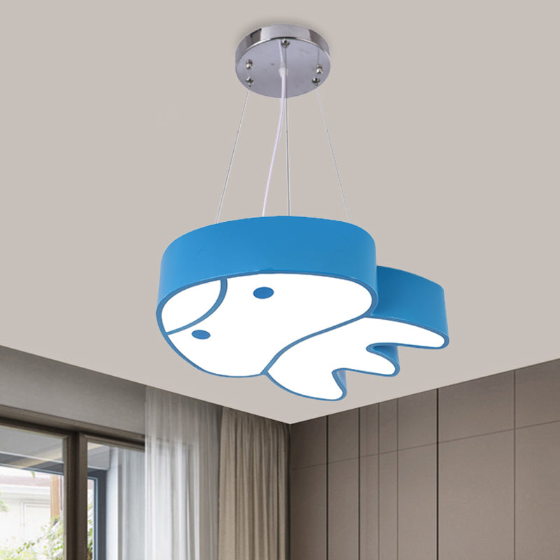 LED Parlour Suspension Light Cartoon Red/Yellow/Blue Ceiling Chandelier with Jellyfish Acrylic Shade