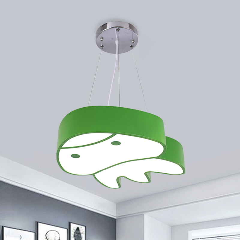 LED Parlour Suspension Light Cartoon Red/Yellow/Blue Ceiling Chandelier with Jellyfish Acrylic Shade