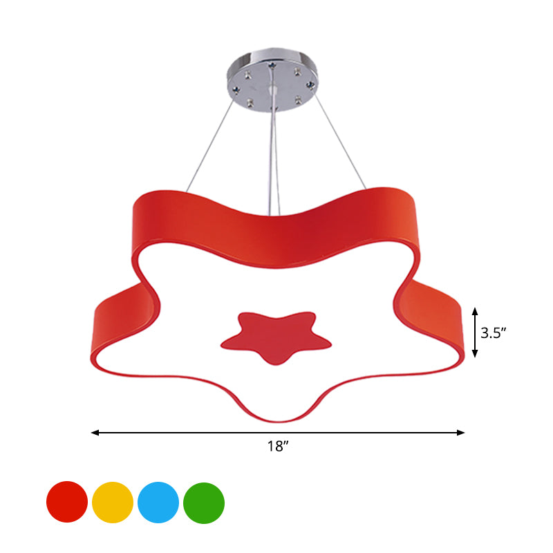 Étoiles de mer à la baisse du pendentif pendentif nordique acrylique LED LED de la lampe de lustre intérieure en rouge / bleu / jaune