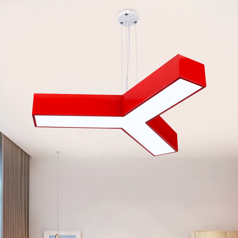 Acrylic Y-Shape Chandelier Lighting Creative White/Yellow/Blue LED Suspension Pendant for Restaurant