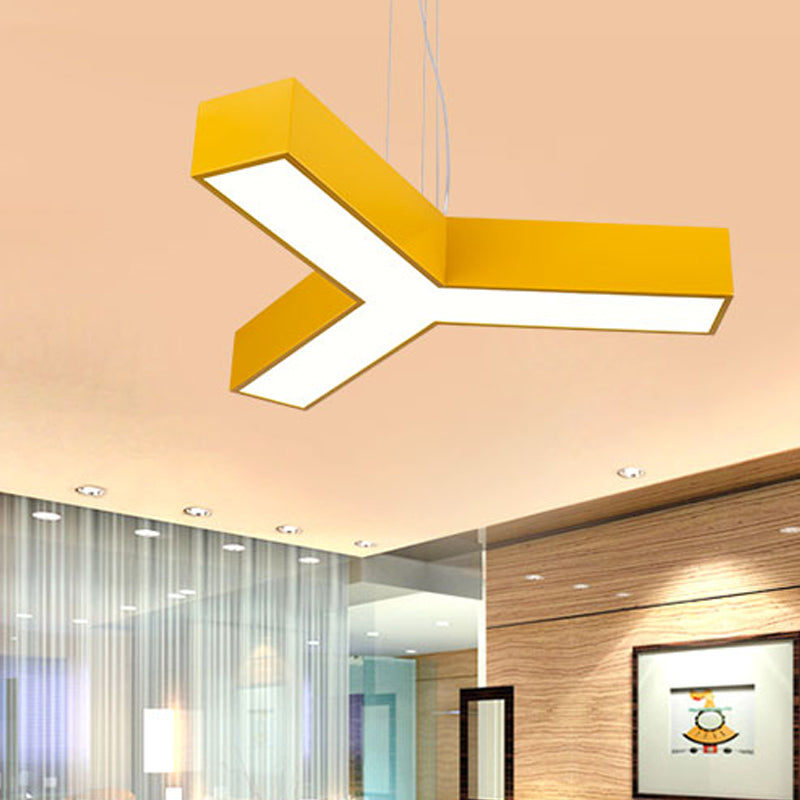 Acrylic Y-Shape Chandelier Lighting Creative White/Yellow/Blue LED Suspension Pendant for Restaurant