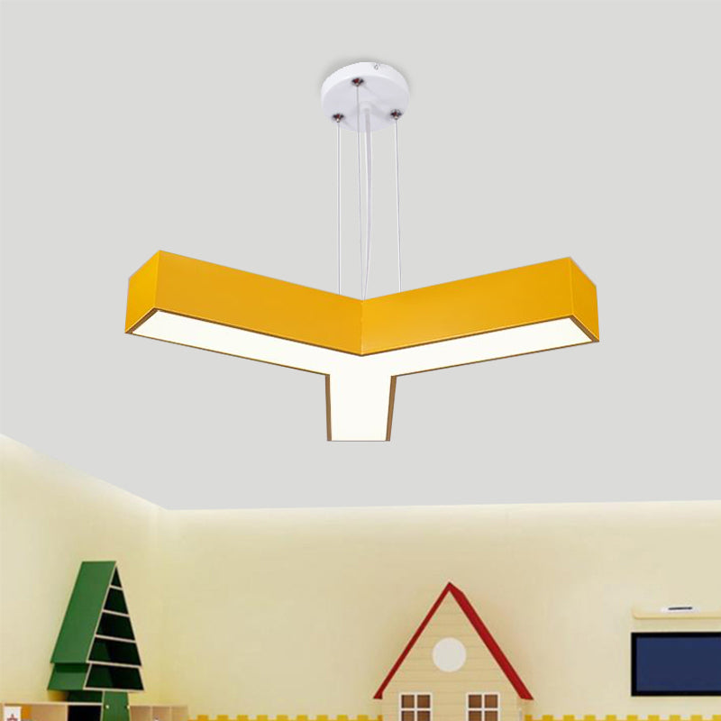 Acrylic Y-Shape Chandelier Lighting Creative White/Yellow/Blue LED Suspension Pendant for Restaurant
