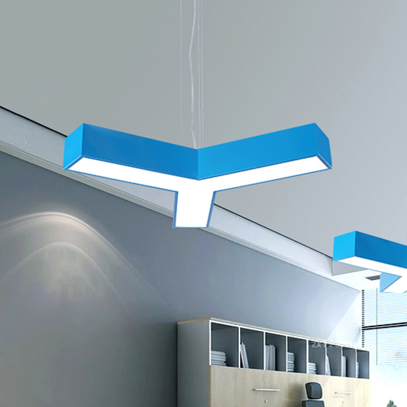 Acrylic Y-Shape Chandelier Lighting Creative White/Yellow/Blue LED Suspension Pendant for Restaurant