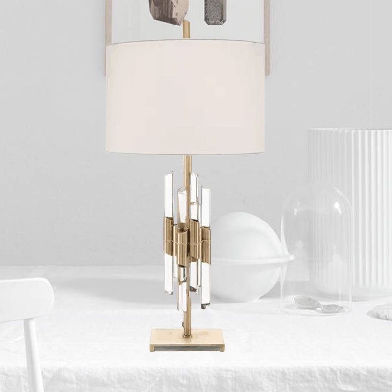 Tissu table blanche Lumière Round 1 lumière de nuit Classic Night Lampe avec tige de cristal