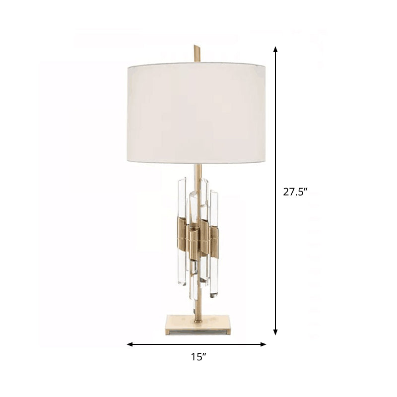 Tissu table blanche Lumière Round 1 lumière de nuit Classic Night Lampe avec tige de cristal