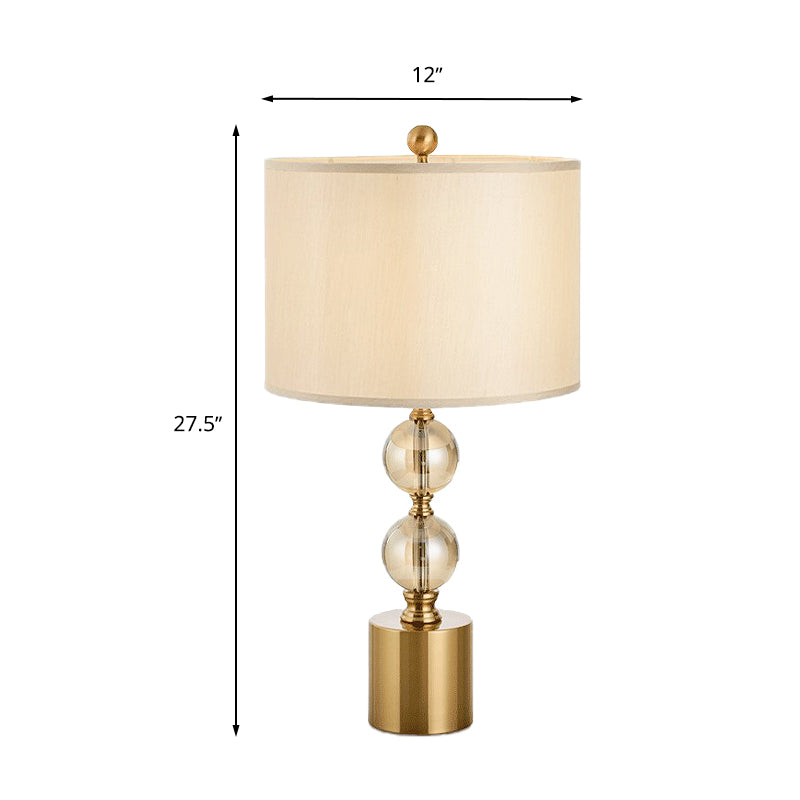 1 Kopfnachtlampe Klassische Schlafzimmer Kristall Nachttisch Licht mit runden Stoffschatten in Messing