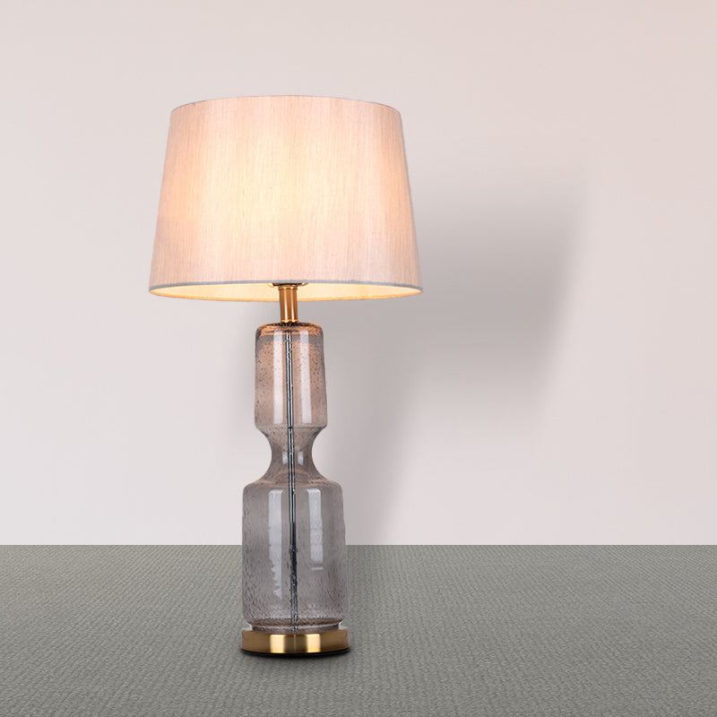 Luce da tavolo notturno di urna vintage 1 head water vetro lampada notturna con tonalità in tessuto bianco a botte