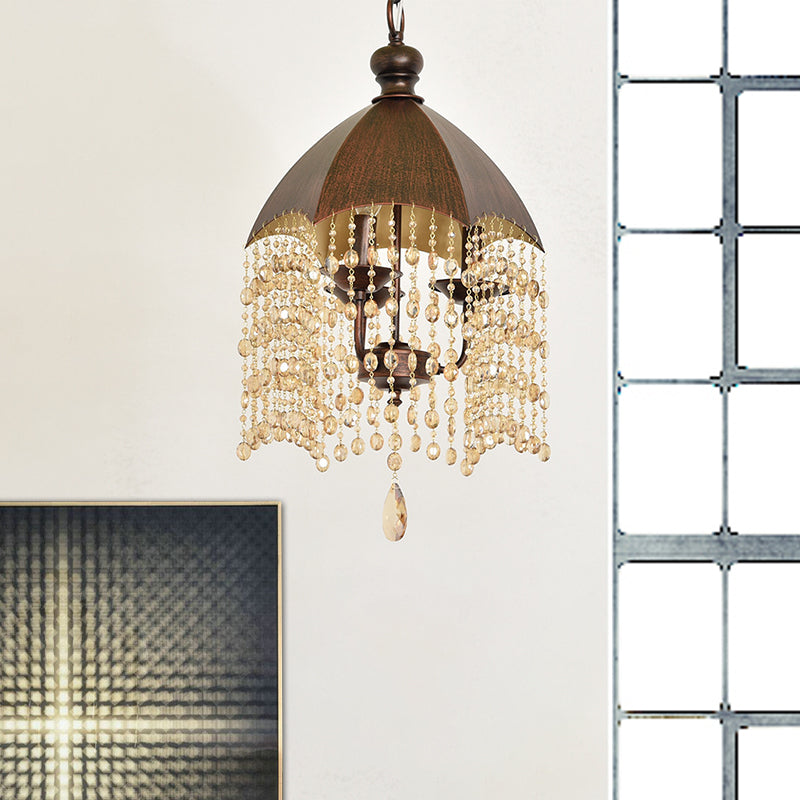 3 lumières Crystal suspendu lustre traditionnel rouille effilée du salon de salon