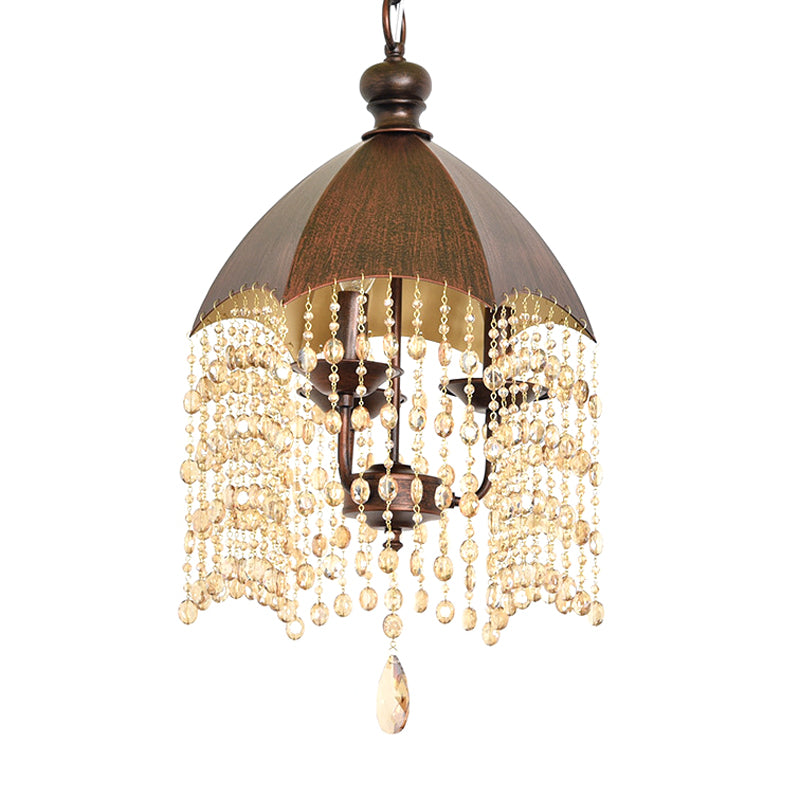 3 lumières Crystal suspendu lustre traditionnel rouille effilée du salon de salon