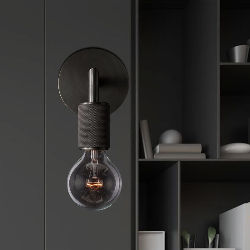 Lampada a parete in metallo a bulbo nudo, lampada da scarpa interno minimalista 1/2 luci in nero/ottone/cromo con braccio quadrato