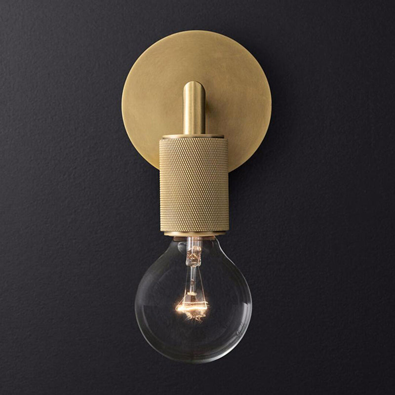Lampada a parete in metallo a bulbo nudo, lampada da scarpa interno minimalista 1/2 luci in nero/ottone/cromo con braccio quadrato