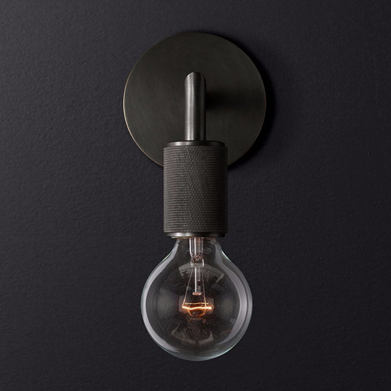 Lampada a parete in metallo a bulbo nudo, lampada da scarpa interno minimalista 1/2 luci in nero/ottone/cromo con braccio quadrato