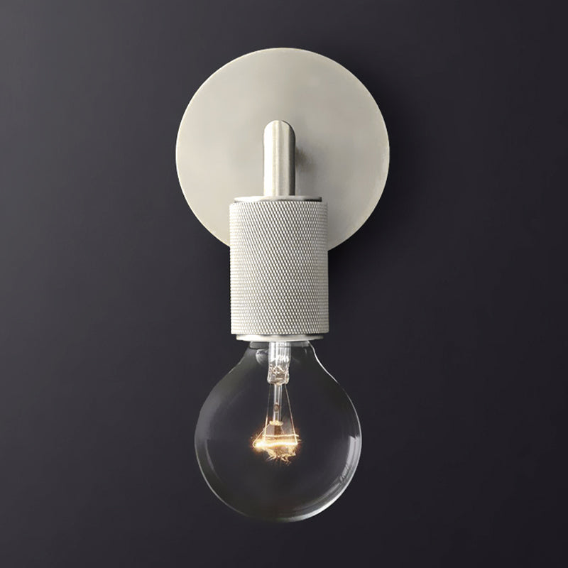 Lampada a parete in metallo a bulbo nudo, lampada da scarpa interno minimalista 1/2 luci in nero/ottone/cromo con braccio quadrato