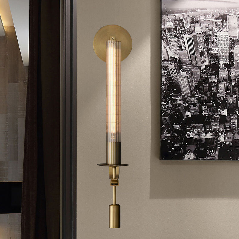 Tube Bathroom Wall Mount Light Minimalist Metal 1/2-Head Brass/Black/Chrome Sconce Lighting Fixture