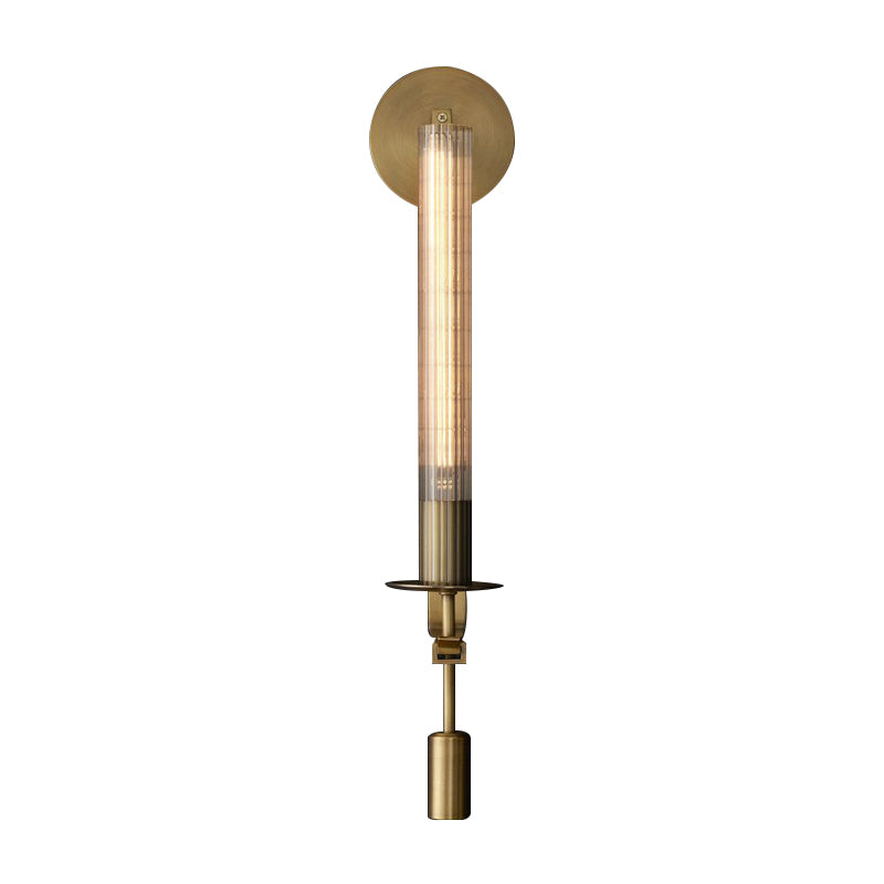 Tube Bathroom Wall Mount Light Minimalist Metal 1/2-Head Brass/Black/Chrome Sconce Lighting Fixture
