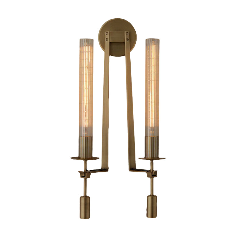 Tube Bathroom Wall Mount Light Minimalist Metal 1/2-Head Brass/Black/Chrome Sconce Lighting Fixture