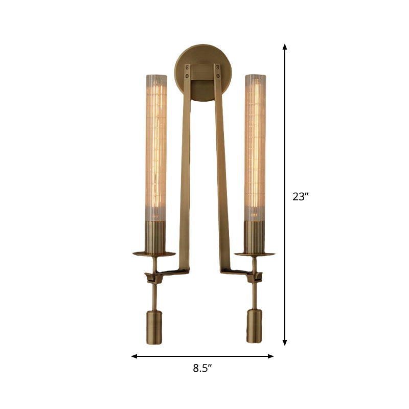 Tube Bathroom Wall Mount Light Minimalist Metal 1/2-Head Brass/Black/Chrome Sconce Lighting Fixture