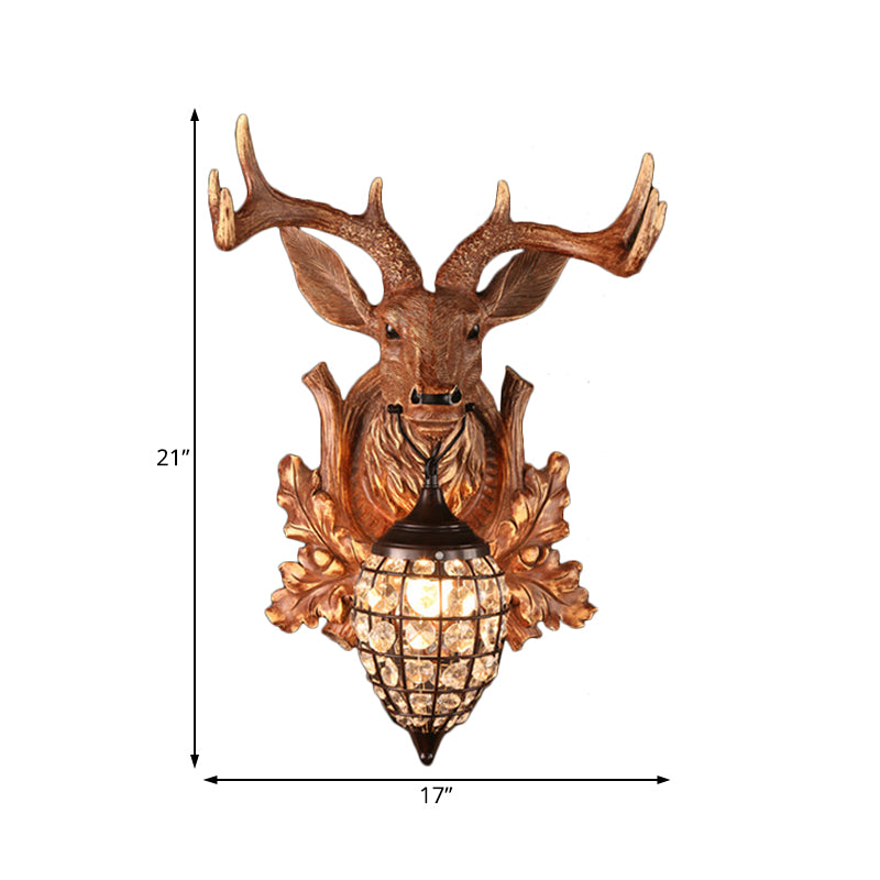 Luce di applique a singola luce con gamba a goccia d'acqua Resina antica Idea di illuminazione a parete del soggiorno in marrone, larghezza 10 "/17"/21 "