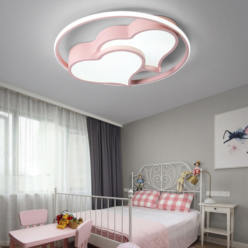 Cute Loving Heart Ceiling Mount Light Acrylic LED Ceiling Fixture for Girls Boys Bedroom