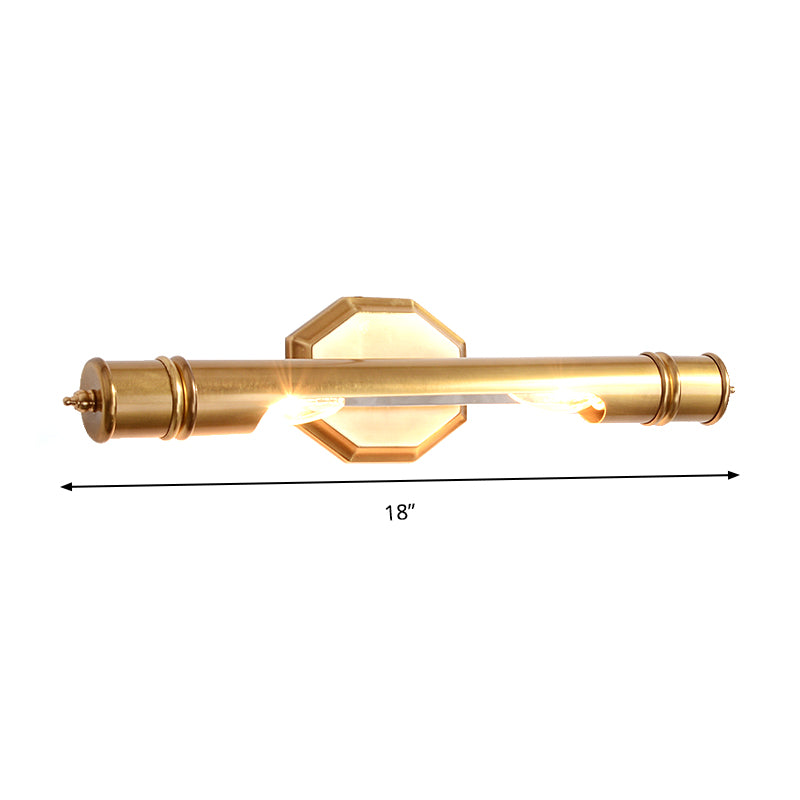 Messingmastwand montiertes Waschtisch Licht Retro Metal 14 "/18" Breite 2 Lampen Bad Badezimmerleuchte