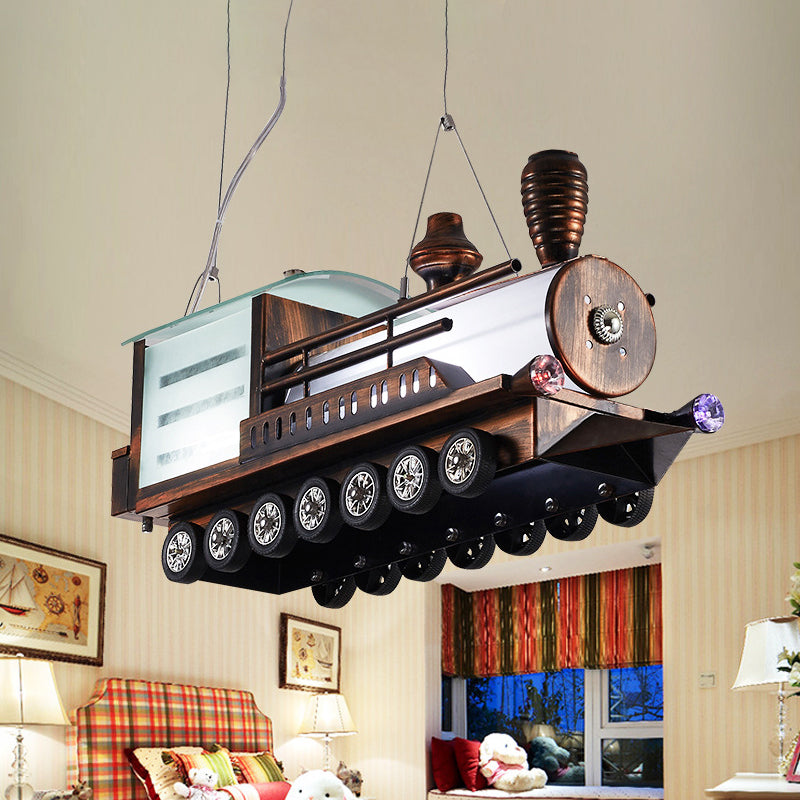 Locomotive à vapeur pour enfants à chambre à coucher lustre métal cartouche LED de plafond suspendu au café