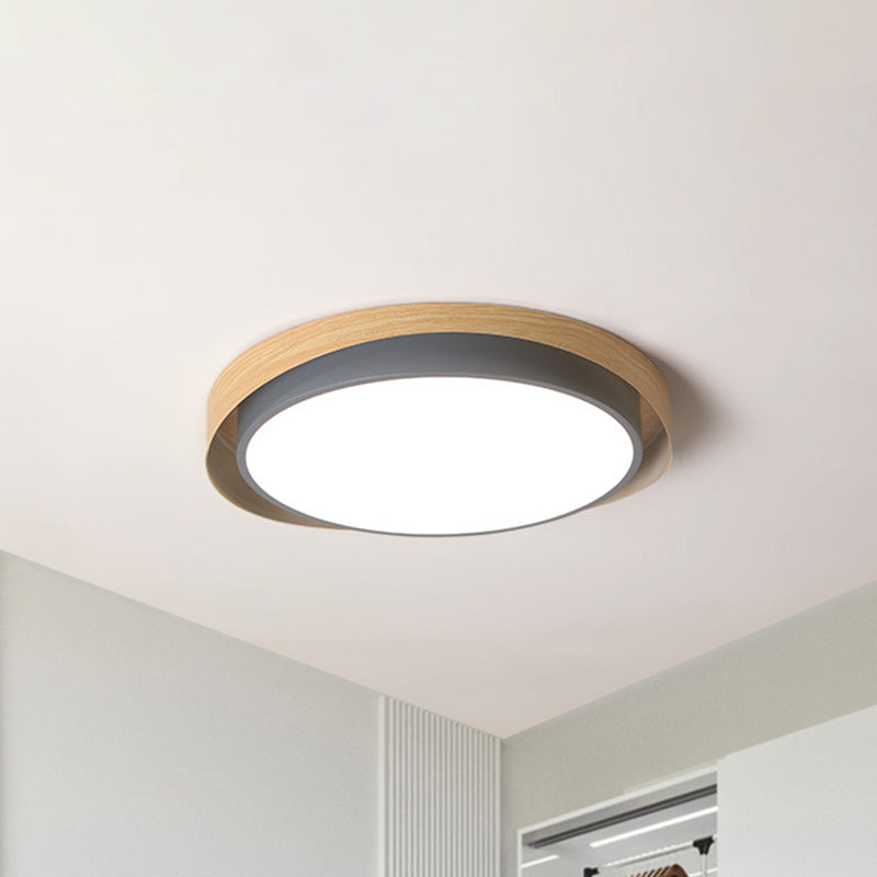 16.5"/20.5" W 2-Shade Circular Ceiling Light Macaron Metal Blue/Grey and Beige LED Flush Mount Fixture for Child Bedroom, Warm/White Light