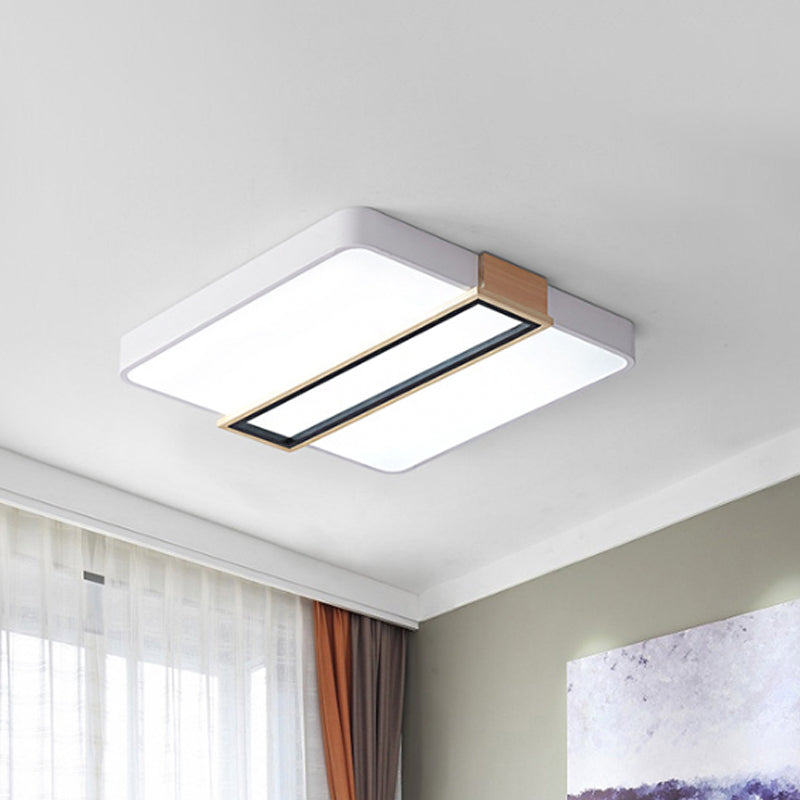 Bedroom LED Ceiling Flush Mount Nordic Black/White/Green Flushmount Lighting with Square Acrylic Shade, 16"/19.5" W