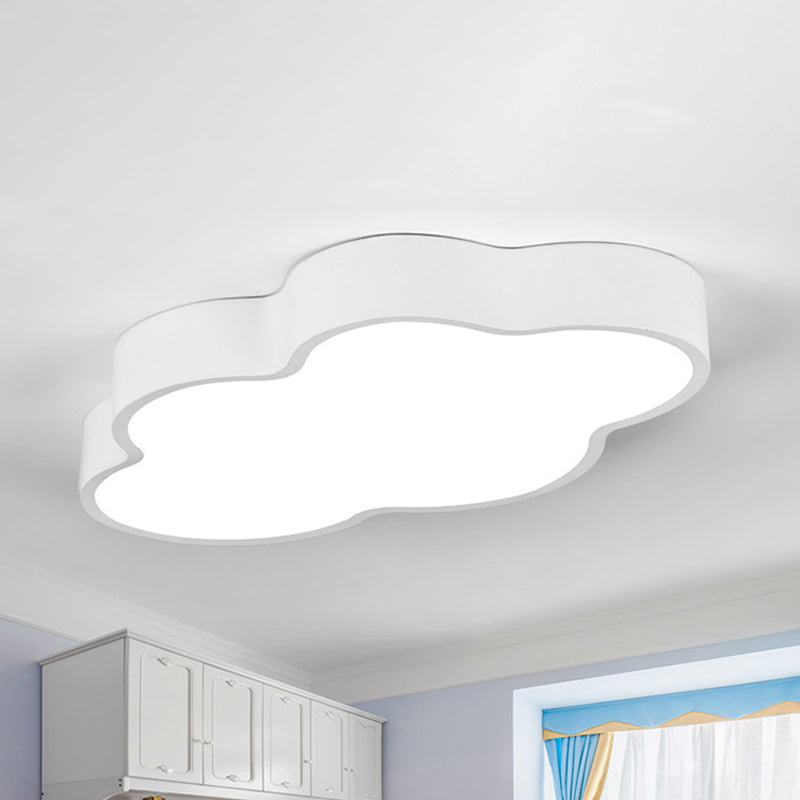 Macaron Cloud Shaped Ceiling Lighting Acrylic 20.5"/24.5" Wide LED Bedroom Flush Mounted Lamp in White/Blue